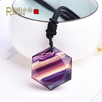 Runyangshi Natural Colorful Flies Star Air Six-Mun Star Hanging Men and Women Rainbow Striped Fly necklace