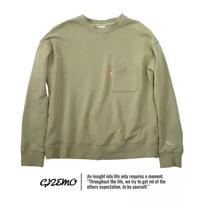 GIZEMO American casual retro round neck pullover with casual top vintage loose cotton version
