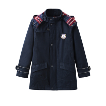 Lang College uniform Zhuji West Lake Primary School winter school uniform Navy blue cotton coat hooded jacket School uniform cotton clothing cotton jacket