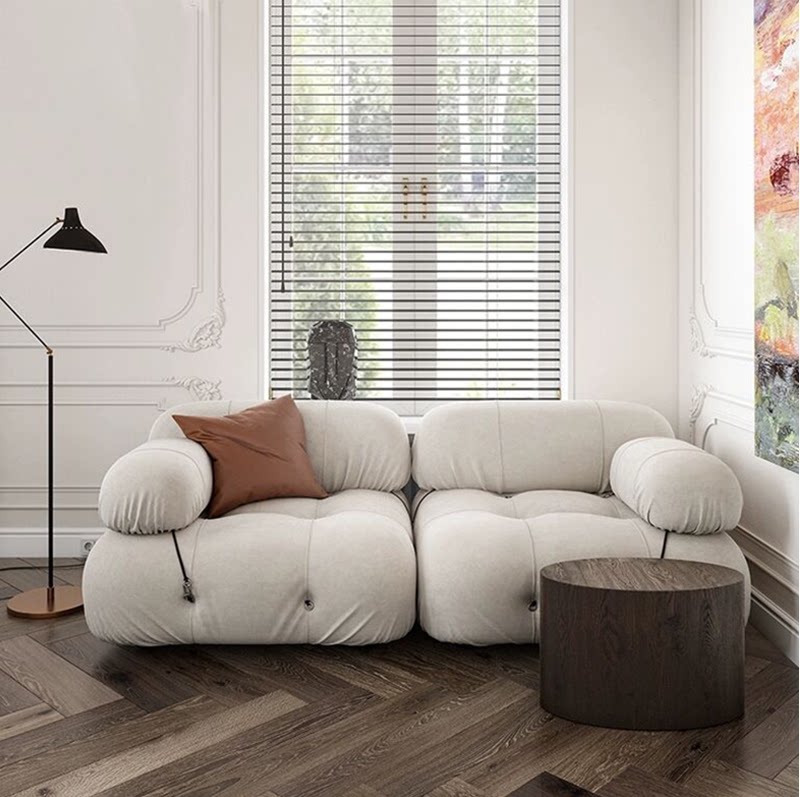 Willpower light and luxurious minimalist cloth medieval net red creative Nordic Tetris pull button straight row combined module sofa