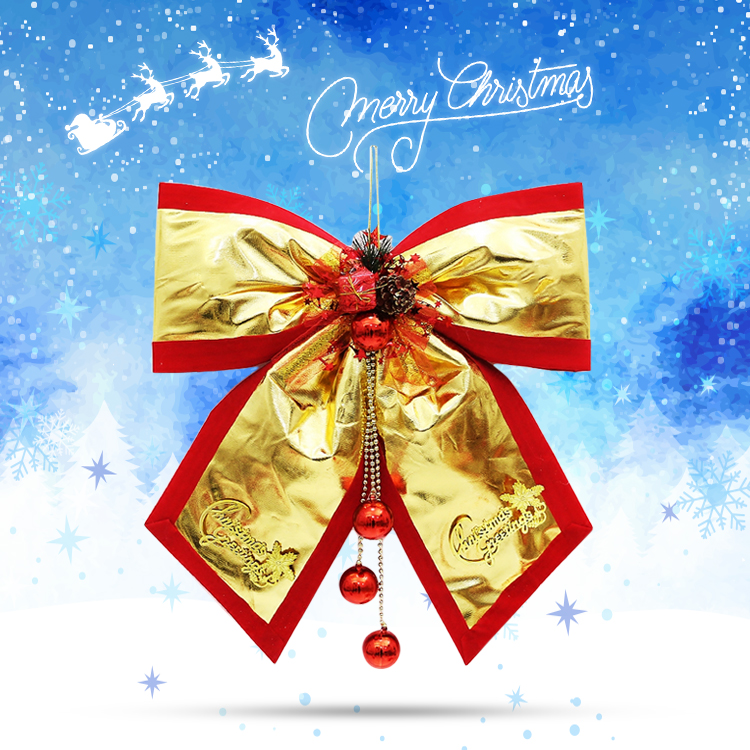 Christmas Decorations A Christmas Gift Gold Bu Bow Bow Tie Grand butterfly knot Pendant Scene Decoration Bar Arrangement