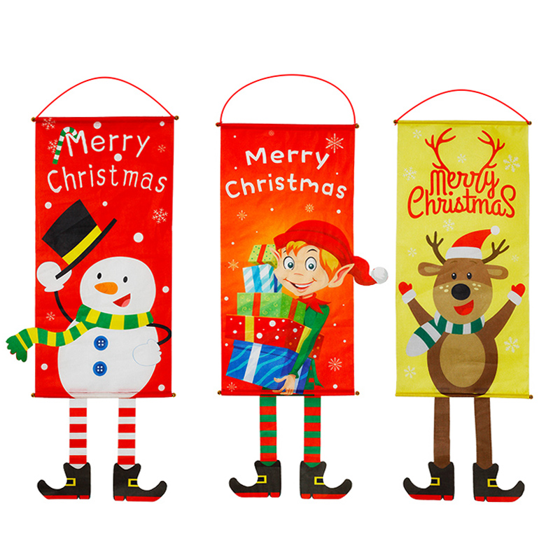 Christmas Spring Festival decorations Pendant pull flag Christmas flag window shopping mall Hotel shop Square scene cloth