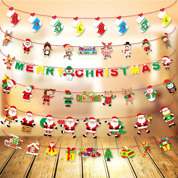 Christmas decorations Pull flower Non woven Felt Christmas pull flag Shopping mall shop hanging flag Hanging flag Christmas supplies