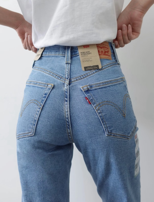 Levi's Women's Ribcage Straight High-Waisted Straight-Leg Butt-Lifting Clear Sky Blue Jeans 72693