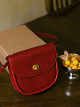 Monkeys 2024 new womens bag vintage simple waxed top layer cowhide saddle bag shoulder crossbody