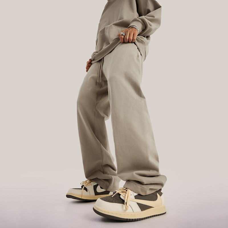 American-Style Trendy Retro Solid Color Heavyweight Terry Straight-Leg Pants Fog Earth Tones Unisex Loose Casual Sports Sweatpants