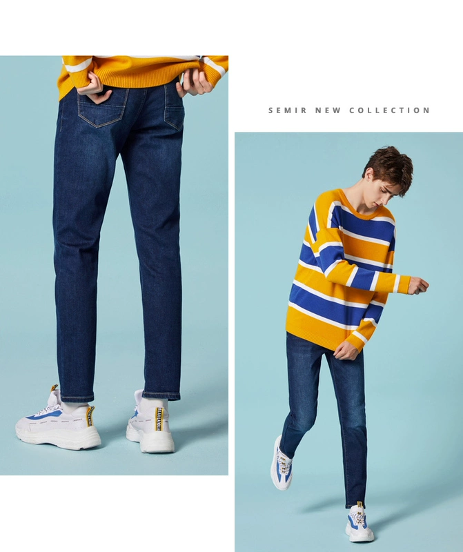 Quần jeans Senma nam mới co giãn Quần chân dài nam 2018 mùa đông Hàn Quốc phiên bản quần âu teen