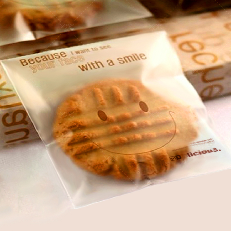 MB036 Baked Food Snowflake Crisp Dry with Baked Cake Disposable Packaging Translucent Smiley Face Self-proclaimed Bag
