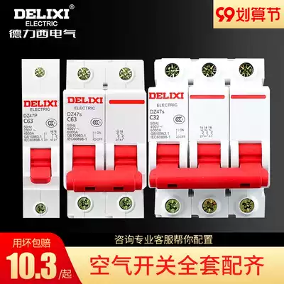 Delixi small circuit breaker leakage protector DZ47-63A protection switch for household total open air switch