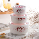 hộp cơm cắm điện unold Gốm tươi bát ba mảnh hộp ăn trưa lò vi sóng đặc biệt hộp cơm trưa tủ lạnh giữ kín bát có nắp bát ăn liền - Hộp cơm điện sưởi ấm hộp cơm điện giá bao nhiêu