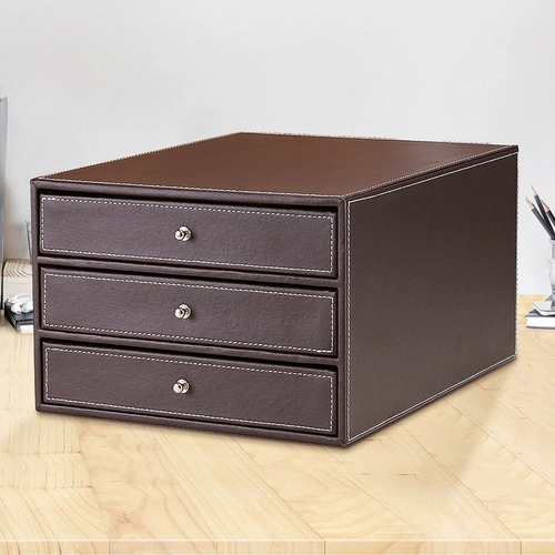 Симптомы на рабочем столе кожаного офисного рабочего стола, ящик для хранения ящика -в стиле данных, трехслойное хранилище TIDELL