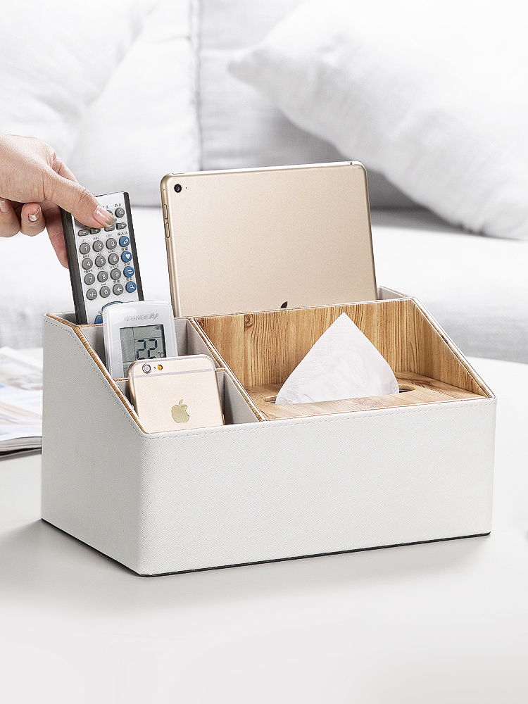 Remote control storage multi-function toilet paper box Household living room creative tissue box Cute coffee table Nordic ins simple