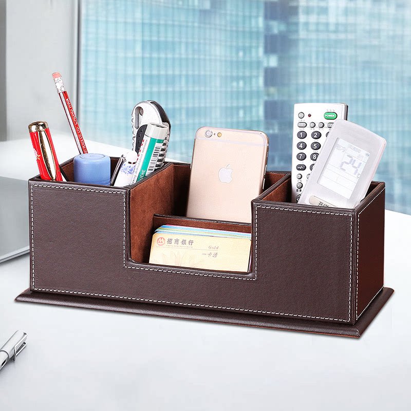 Stationery Storage Box Pen Holder Leather Office Desktop Pendulum piece Creative fashion South Korea Xiaoqing New minimalist female male cute student Nordic personality brief upscale large capacity Multi-functional children