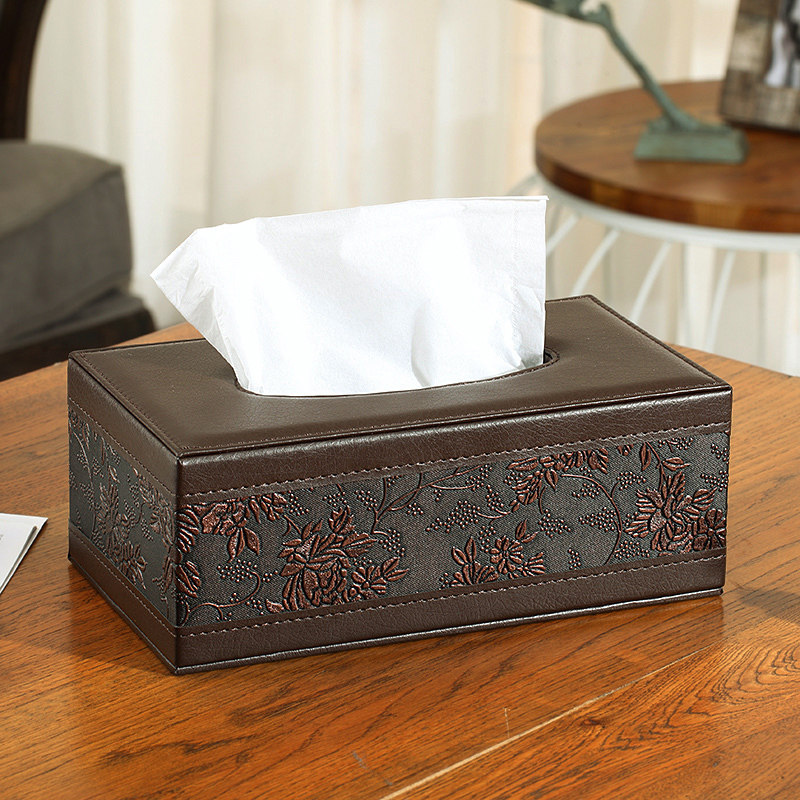 Leather tissue box Removable toilet paper storage box Coffee table Living room car Home home simple creative cute Nordic customization