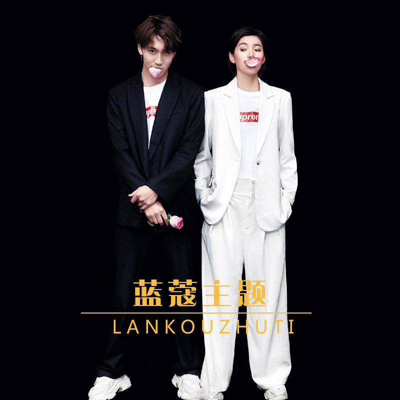 New photo gallery themed clothing lovers neutral loose casual suits for men and women Black and white Write a real photo dress