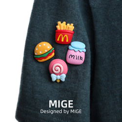 ກາຕູນງາມ simulation mini toy burger brooch, badge, ເຄື່ອງນຸ່ງນັກຮຽນ, ຖົງ, ອຸປະກອນ, trinkets