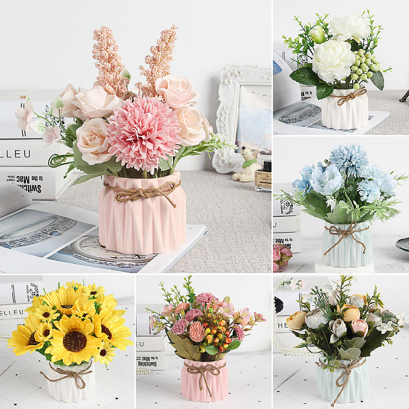 Nordic Teacher's Festival Gift Supermarket Decoration Beauty Chen Potted Floral Bouquet Shelving Shelving Fake Flowers Green Plant Simulation Flowers