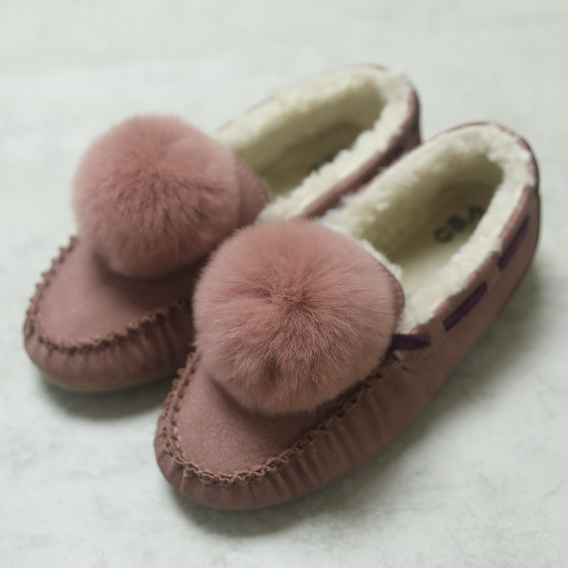 Kangyi girls shoes autumn and winter new middle-aged children's baby plus velvet thick warm beanie cotton shoes