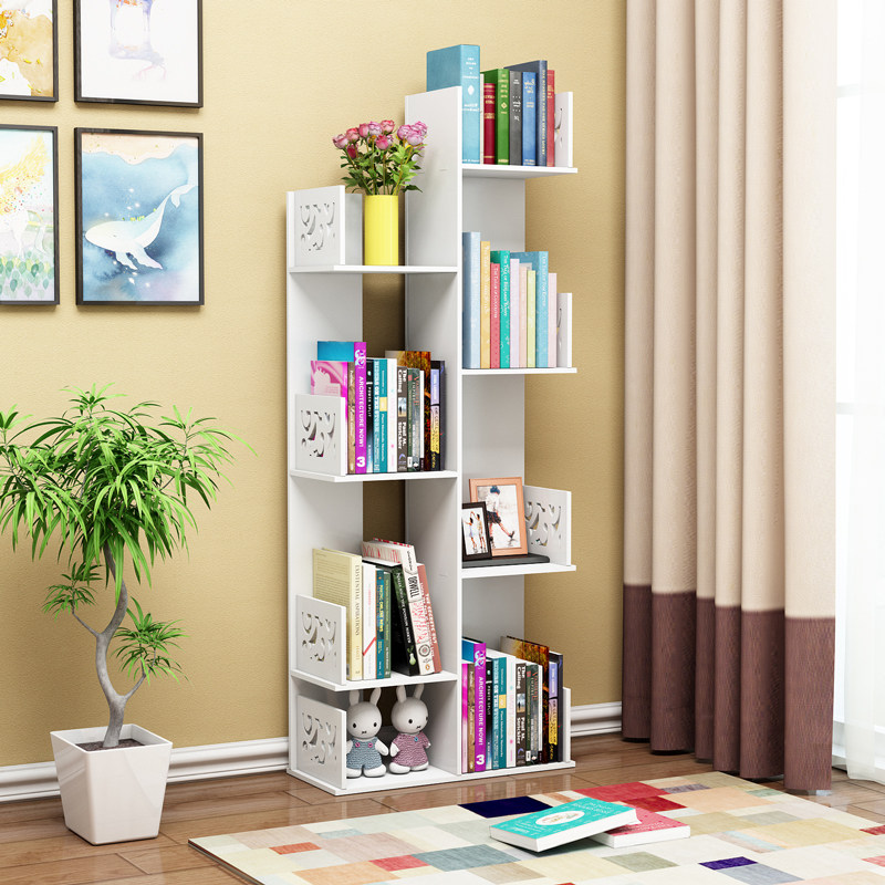 Creative Simple Treebook Shelves Landing Students Shelve Children Solid Wood Combination Contained Small Bookcase Minima modern