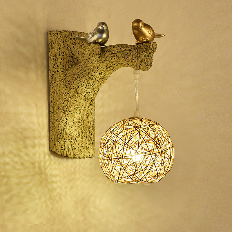 New Chinese style wall lamp Zen Dining Hall Aisle Stairway Hallway Balcony Patio Wall Light Birdie Retro Creative Lamps