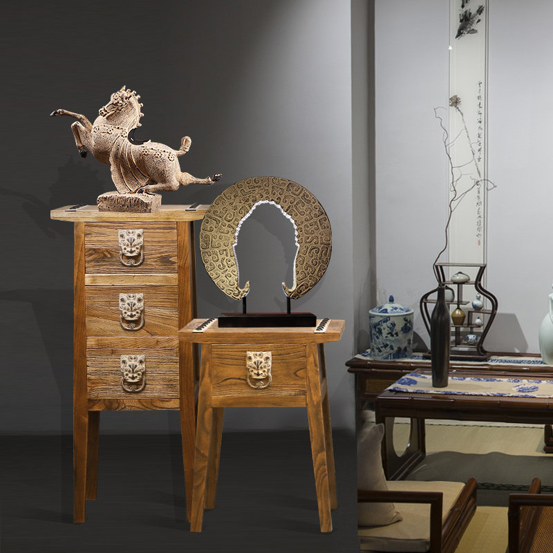 New Chinese solid wood fighting cabinet Zen Swaying Pieces Living Room Xuanguan Tai Imitation Ancient Log For Old Storage Retro Decoration Cabinet