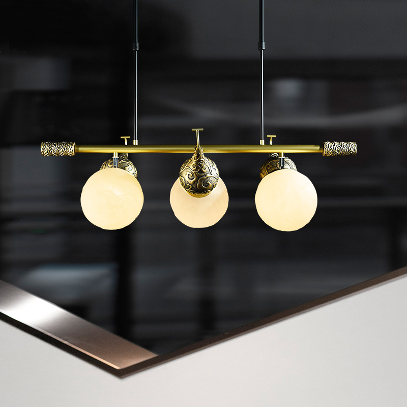 New Chinese Dining Hall Chandelia Strip Three Heads Modern Creative Dining Table Bar Zen Willi China Wind Hyacinth Retro Lamps