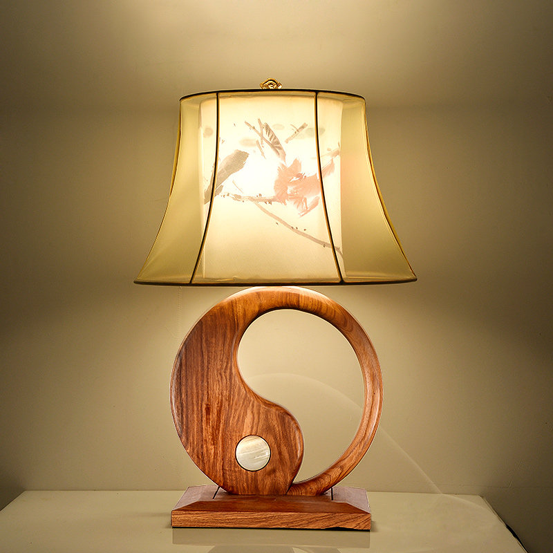 Red wood Chinese table lamp Living room Book room Bedroom Bedroom headlights Wedding Decoration China Wind Classical Wedding Table Lamp Solid Wood