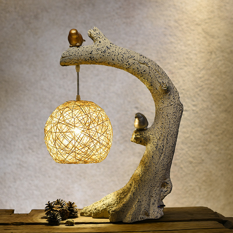 Creative New Chinese tree root Decorative Table Light Zen of the Living Room Bedroom Bedroom Bedroom Headlights Home plug-in adjustable light
