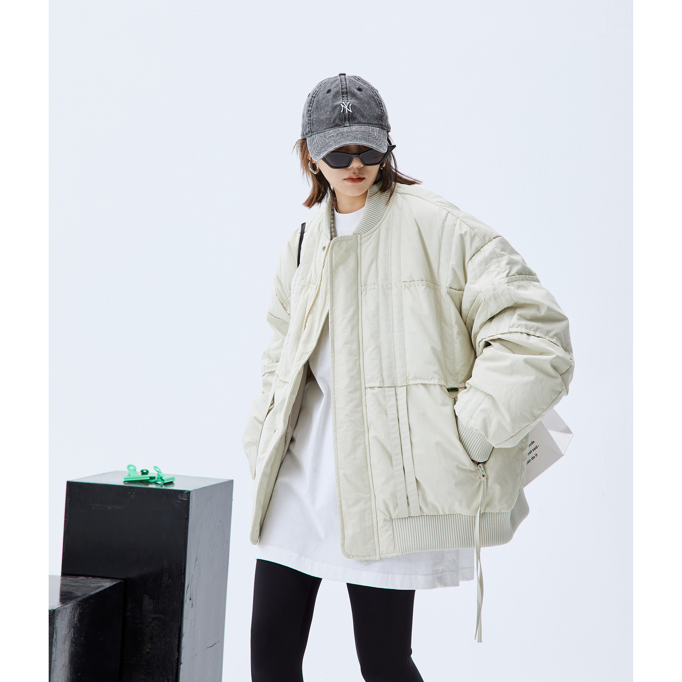 Waste wood winter ins tide brand couple parka jacket loose American design sense small man short down jacket woman