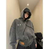 Весенняя короткая тонкая толстовка с капюшоном, куртка, корсет, свободный крой