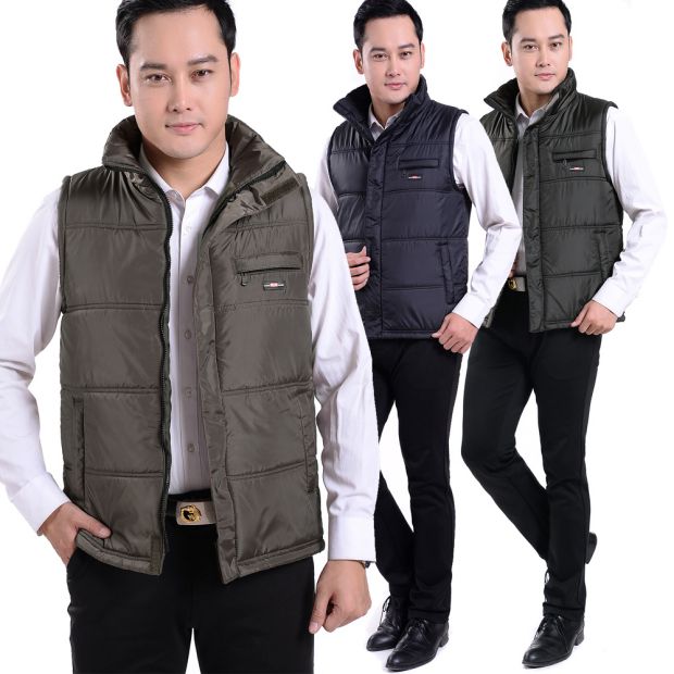 Áo vest nam trung niên cotton vai cha vest nam mùa thu và mùa đông cỡ lớn áo vest nam trung niên vest ấm áo ba lổ