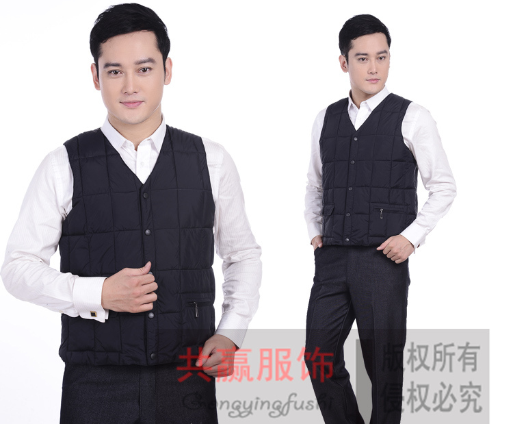 Đàn ông trung niên và người cao tuổi giữ ấm áo vest cotton nam trung niên áo vest nam mùa thu và mùa đông mặc vest vest nam cao tuổi áo ghi lê nhiều túi