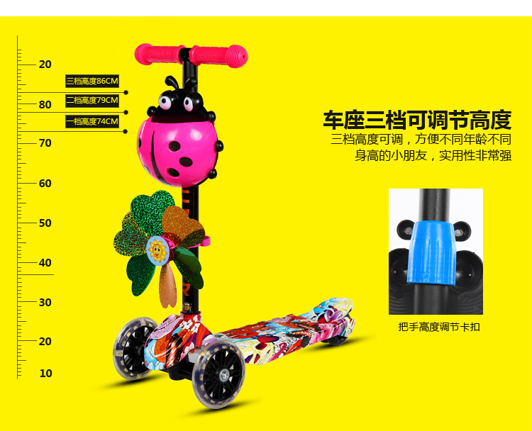 Graffiti trẻ em xe tay ga 3-6-10 tuổi xe tay ga ba bánh swing xe flash bốn bánh xe tay ga xe đẩy đồ chơi xe điện 2 bánh