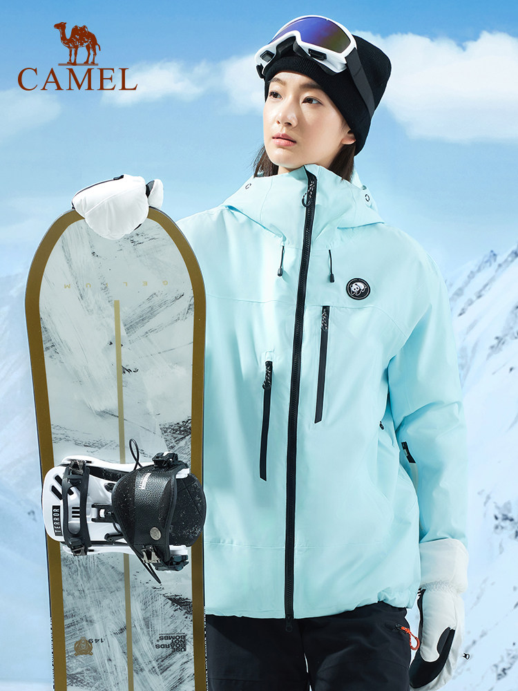 Zhang Yuxi's Same Style Camel Outdoor Snowboarding Jacket for Women, 2025 Winter Windproof, Waterproof, Warm Casual Jacket for Men
