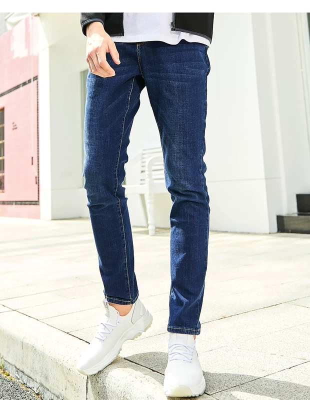 Quần jean nam thun co giãn mùa thu nam lỏng lẻo thanh niên quần mỏng nam quần dài Hàn Quốc giản dị - Quần jean quan jean nam