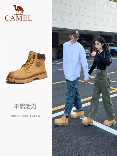 【Та же модель Wang Junkai】 Camel Martin Boots Мужские осень 2025 г. Новые большие желтые ботинки Женские ретро -ретро -рабочие ботинки