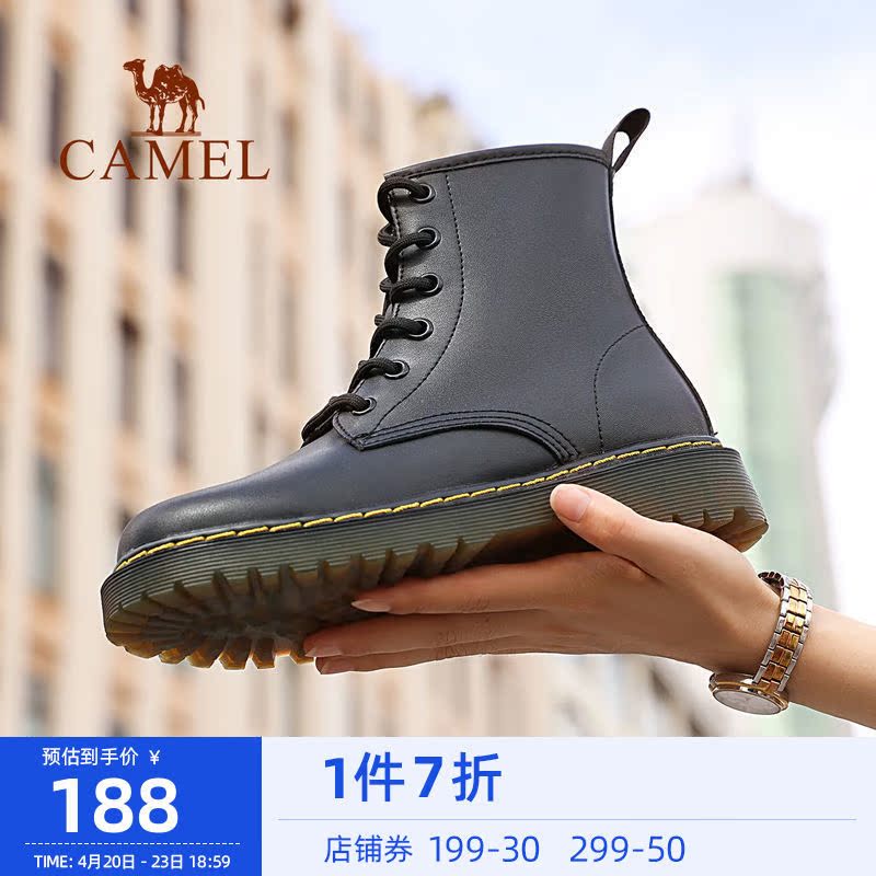 Camel outdoor Martin boots women 2022 spring new fashion Inn craze ins casual plus suede black short boots