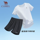 Летний спортивный костюм подходит для мужчин и женщин, быстросохнущий комбинезон для спортзала, комплект, короткий рукав, для бега