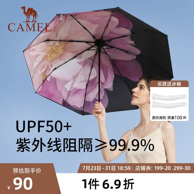 Camel sunscreen anti-UV parasol with strong high-value parasol parasol double-layer black umbrella