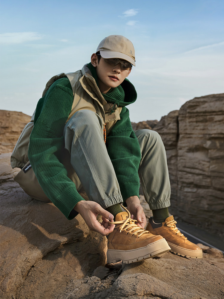 Camel Men's Outdoor Shoes 2025 Winter New Retro Versatile Height-Increasing Thick-Soled Non-Slip Urban High-Top Work Boots