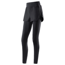 Camel Fitness Pants Womens 2023 Autumn New Breathable Fake Two-Piece Yoga Training Sports Running Super Elastic Trousers