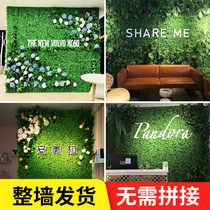 Simulation plant green wall decoration balcony fake flower plastic lawn door net red shop decoration image background wall