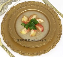 Pink Disposable Plastic Dishes Colorful Western Dining Dinner Plate Upscale Golden Fruit Parquet Dessert Tray Birthday Wedding