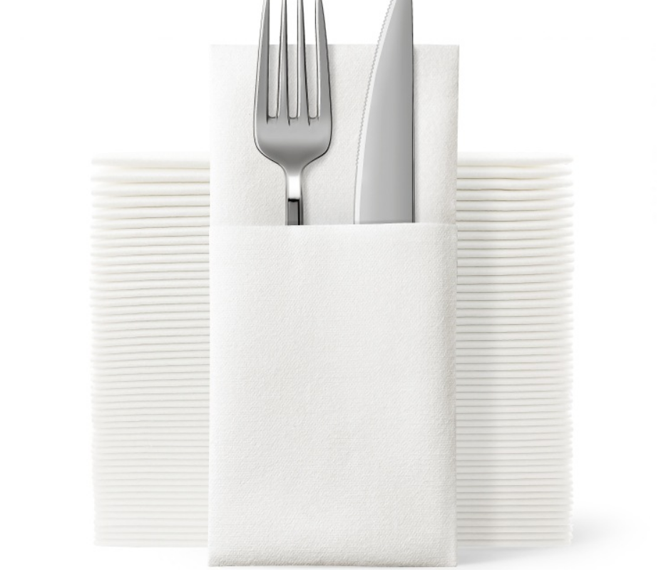 White Cutlery Bag No Dust Paper Knife Fork Bag Napkins Disposable Thickening Environmentally Friendly No Dust Paper Mouth Cloth Dining Mat