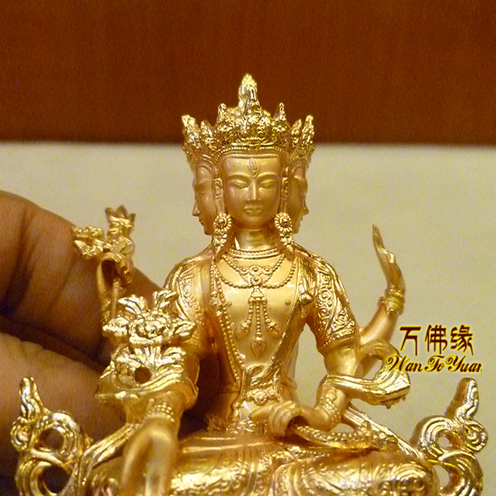 Tibetan Buddha statue Pure copper gilded non-empty silk sonny Guanyin Bodhisattva Non-empty bodhisattva Buddha statue ornament 2 inches 7.5cm