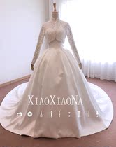 2021 new trailing long sleeves to be slim and dreamy Mr. Gan toast the same fluffy dress wedding gown