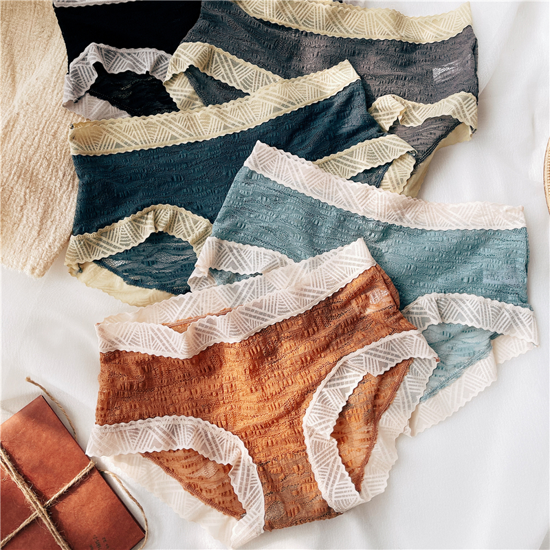 Young girl underwear in waist shorts sexy lace transparent belly hips high-piece cotton crotch air