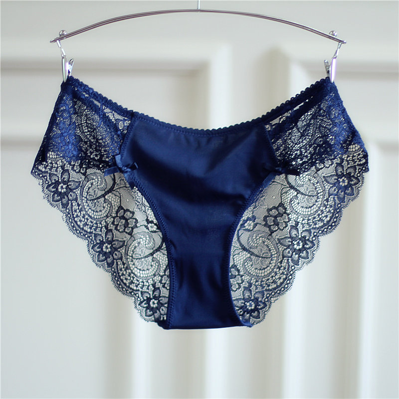 隐形低腰大码冰丝性感透明蕾丝少女士无痕内裤三角本命年夏季透视