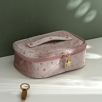 Xiaoxijia light luxury wind gilding Velvet star portable cosmetic case large capacity cosmetics storage bag portable Portable