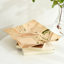Xiaoxijia Nordic light luxury wave pattern tray stainless steel porch key storage tray snack plate decorative ornaments